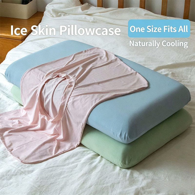 1Pc Ice Skin Cooling Pillowcase Breathable Stretch Envelope Closure Pillow Cover Universal Size Mach