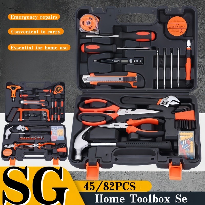 Home Toolbox Set Improvement tool set Manual maintenance tool combination[45/82PCS]