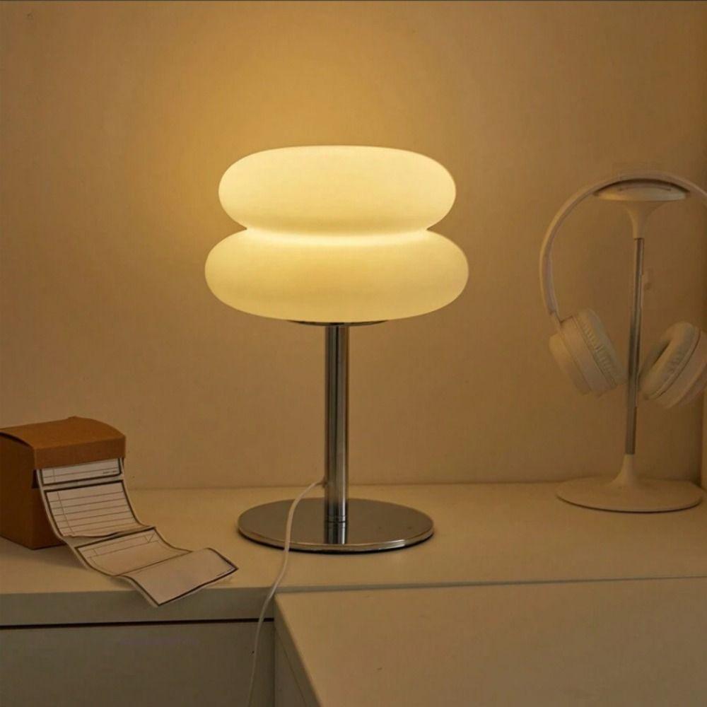 STELLARC Table Lamp, Creative Tri Color Dimming Bedside Lamp, Cute Creamy Style USB Plug Gift Decor