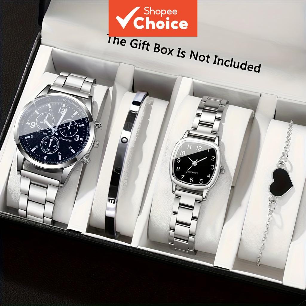 Fashion Couple Watches Bracelets Set Men Business Watch Casual Arabic Dial Women Quartz Wristwatch V