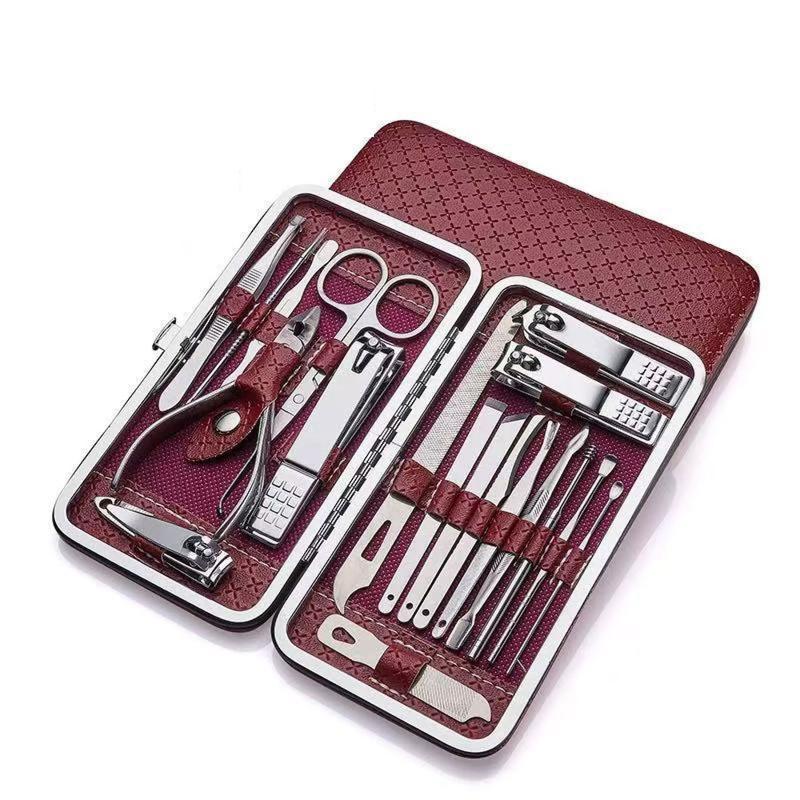 19PCS Professional Stainless Steel Manicure Pedicure Set Nail Clippers Nail Care Nail Art