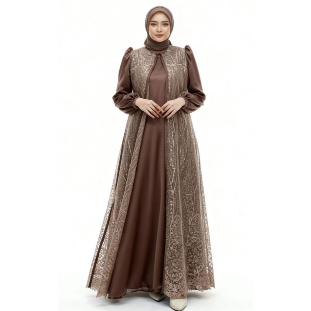 Gamis Kondangan l Celline Volume 2 l Seragaman l Full Silk Premium l Kombinasi Brukat Gliter l Terba