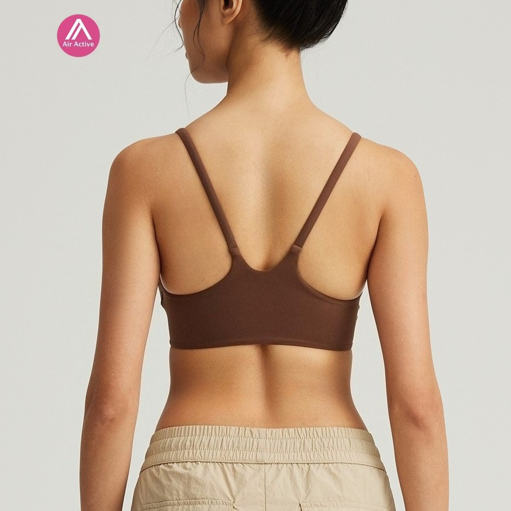 AirActive Sports Bra Thin Strap V-Back Bra with Chest Pads for Running Fitness Yoga