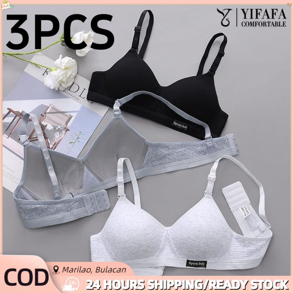 3Pcs Korean Version Girl's Cotton Underwear Small Chest Gathered No Steel Ring Sport Bra For Teens