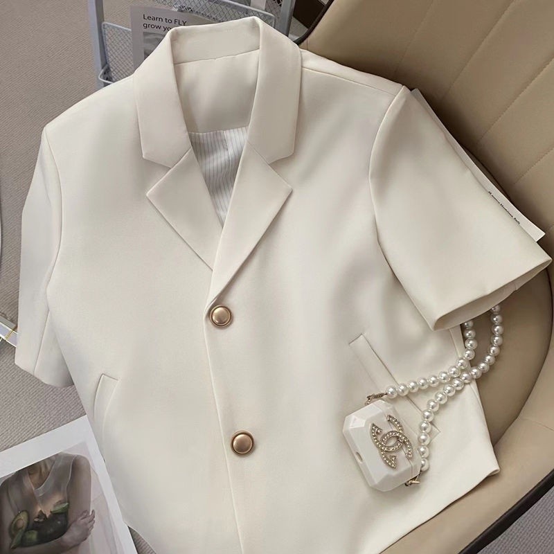 Office short sleeve small suit elegant white suit high quality blazer Casual Top For Office 99286