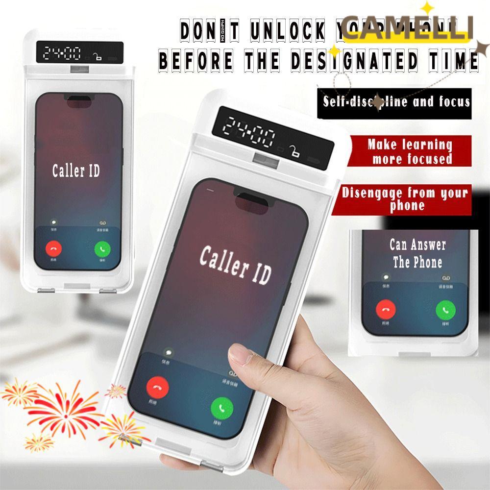 CAMELLI5Q Phone Lock Box with Timer, 24 Hours Transparent Lid Phone Locker Storage Box, LCD Display Self-Control Portable Phone Box Fitness