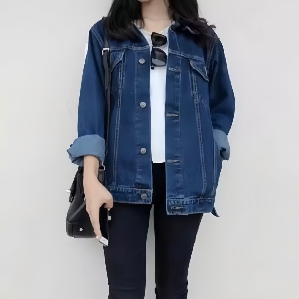 JAKET JEANS CEWEK MURAH JUMBO OVER SIZE M - XXXL LD 120cm MUAT 95KG JAKET JEANS WANITA JAKET