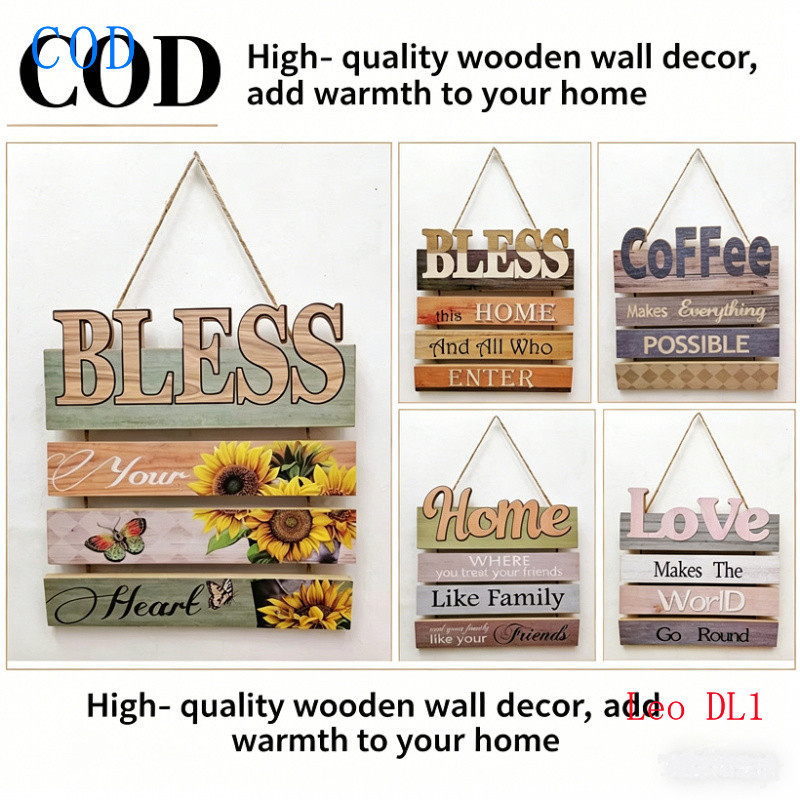 Aesthetic Wooden Wall Decor Bless Quote Hanging Ornament 10x10 Home Room Viral Trending COD