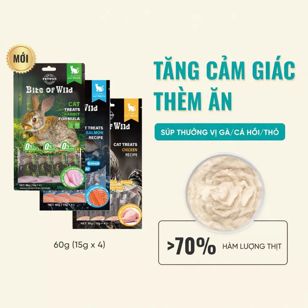 Súp Thưởng Bite Of Wild Cho Mèo Gói 60g (4 thanh 15g)