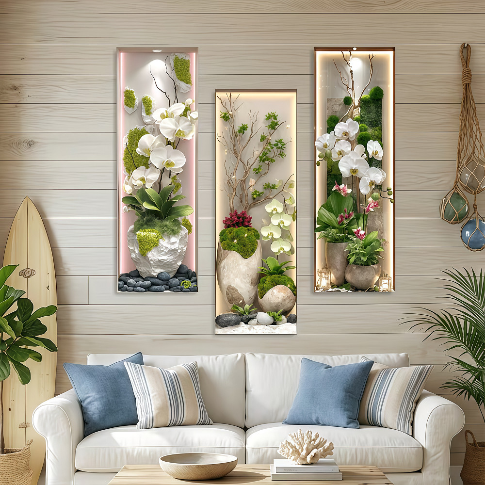 3Pcs Modern Line Art Flower Nordic Minimalist Wall Decor Aesthetic Floral Painting for Living Room