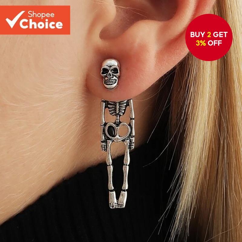 1 Pair Punk Style Skeleton Bone Stud Earrings Edgy Jewelry For Women