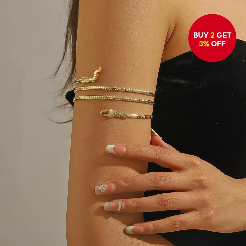 Adjustable Spiral Snake Bracelet for Women Metal Serpent Arm Cuff Jewelry Gift