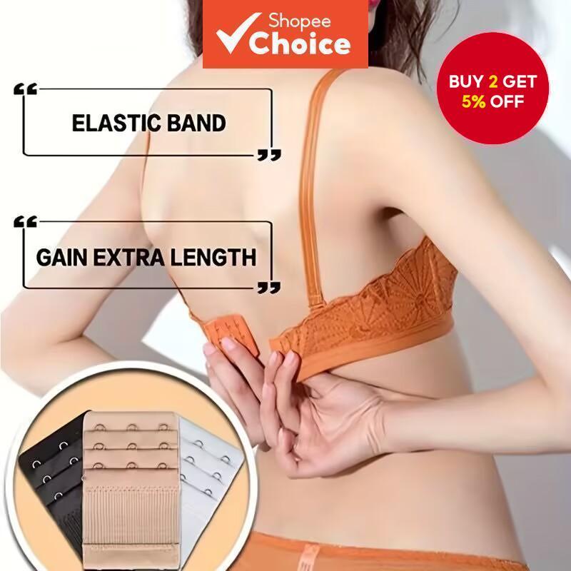 3-Hook Bra Strap Extender Set - 4 Pcs Adjustable Lingerie Accessories (Black/Nude/White)