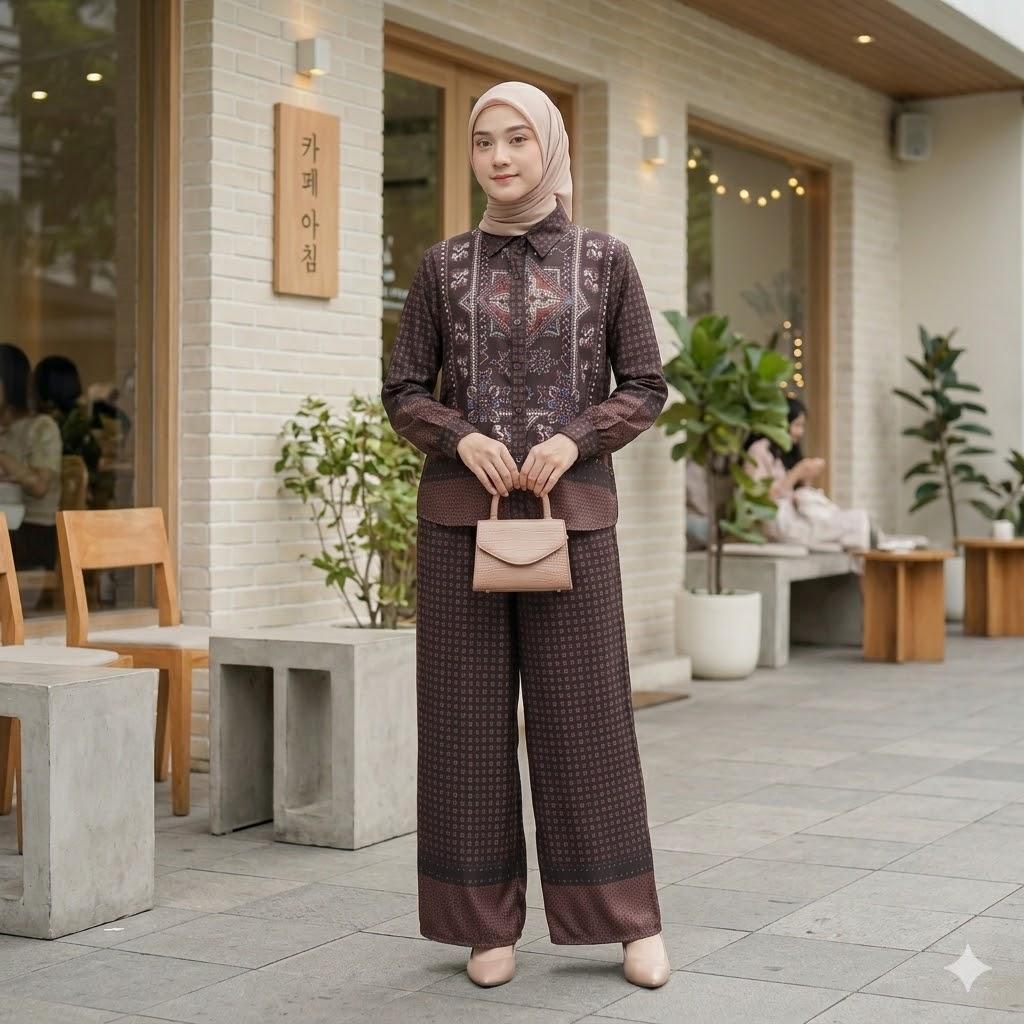 NJW - Setelan wanita Agatha lengan panjang & celana panjang - setelan wanita