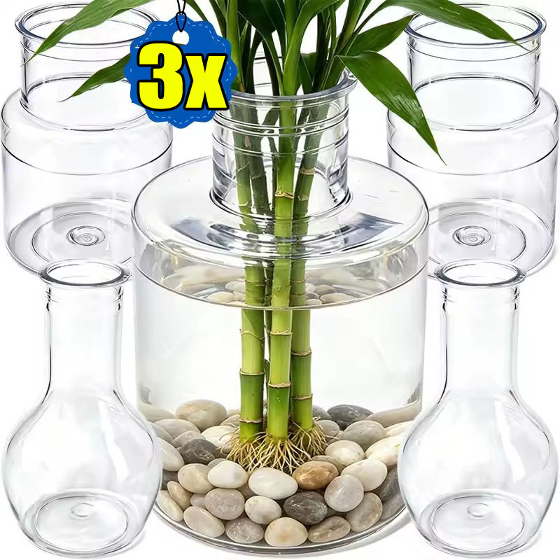 1/2/3Pcs Imitation Glass Hydroponic Flower Pot - Transparent Home Decoration Flowerpot - Useful Clea