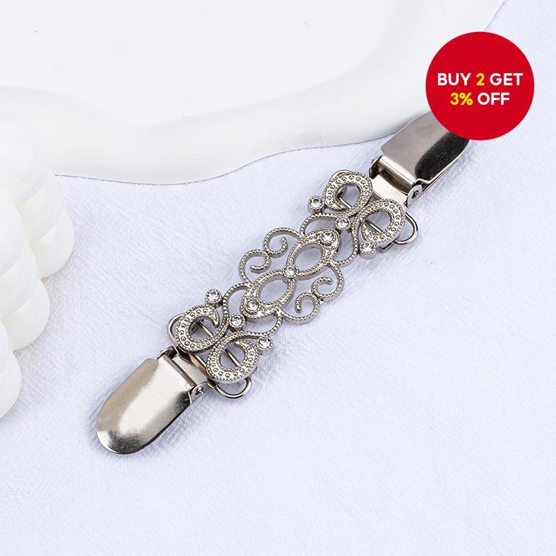 Fashion Women's Sweater Collar Clip Brooch Shirt Dress Pin Anti-Glare Cardigan Fastener Brooch Pin