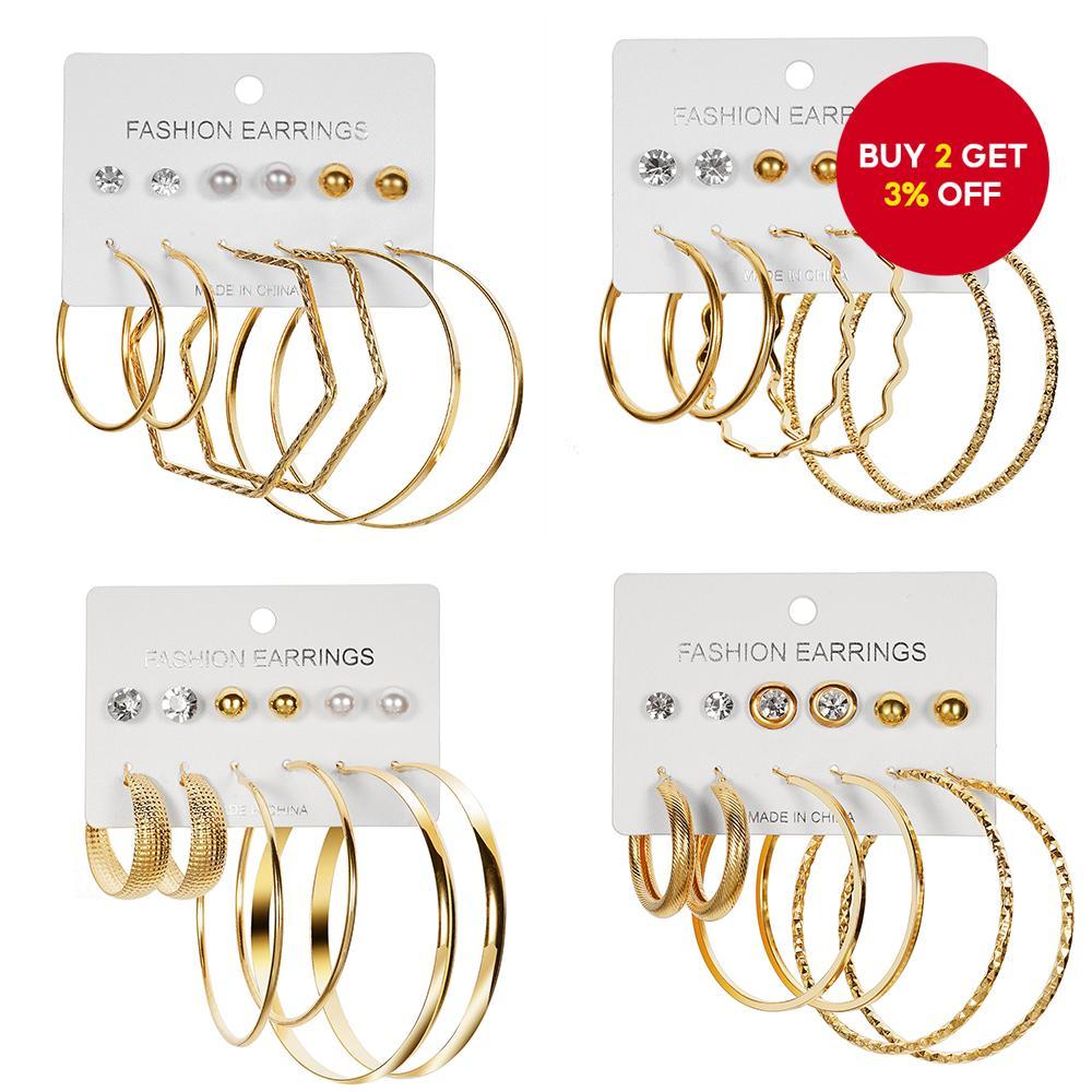 Trendy Oversized Fashion Versatile 6 Pairs C Shape Hoop Earrings Set Unique Jewelry Styles