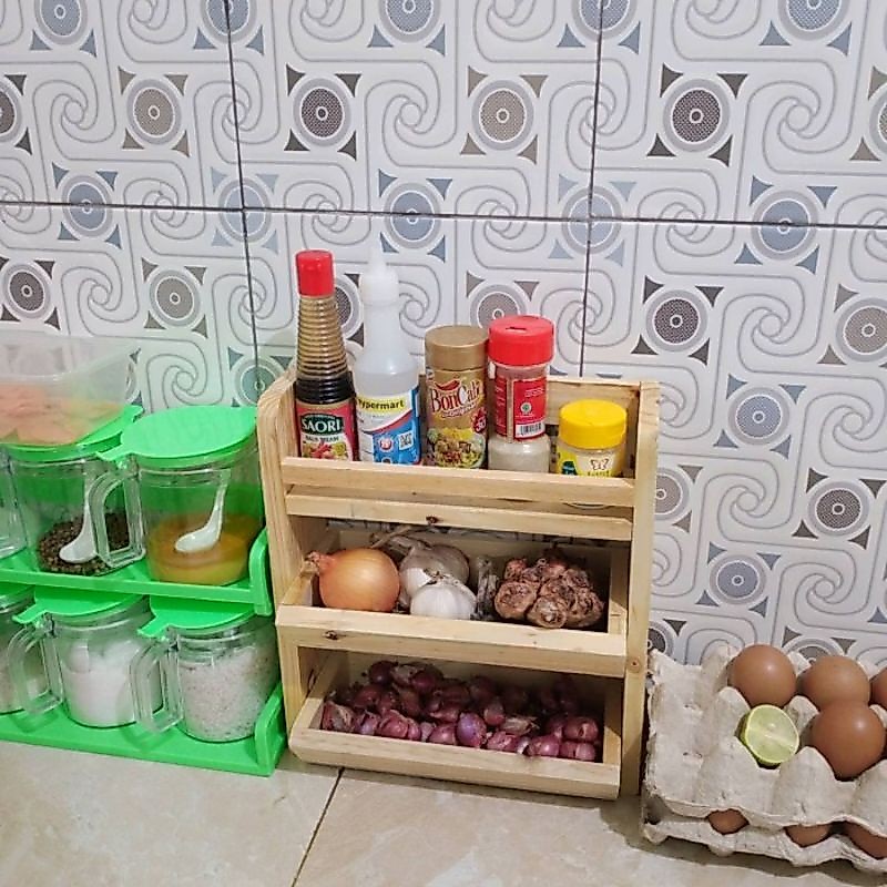 2-Tier Kitchen Spice Onion Rack 2-Tier Onion Rack 2-Tier Onion Rack 3-Tier Onion Basket Rack Teak Wood/ Mahogany Wood