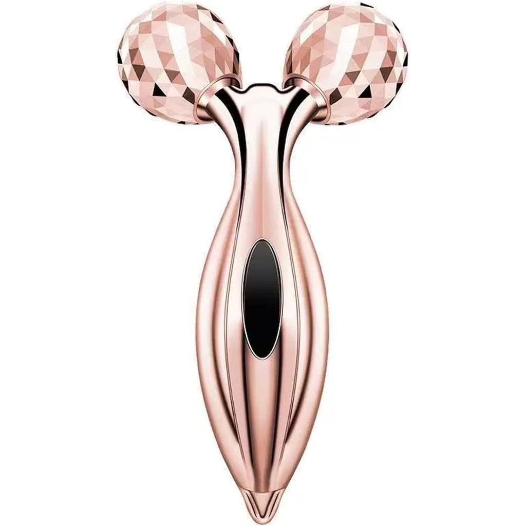 Wican 3D Facial Roller, Pink Gold Y-shaped Beauty Roller, Massage Roller, Small Face Roller, For Face & Body, Facial Beauty Device, 3D, No Charging Required, Waterproof, Microcurrent, Weak Current, Facial Beauty Device, Unisex