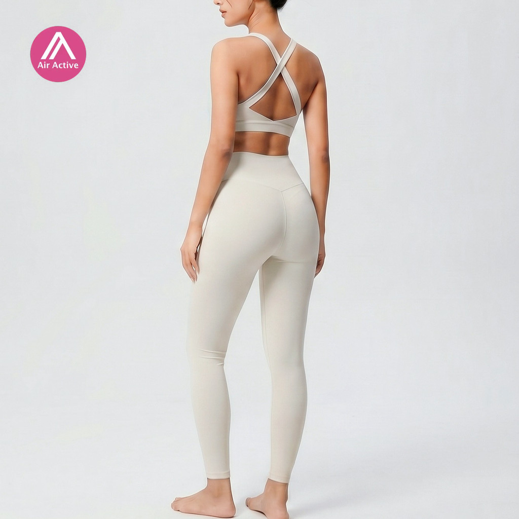 Airactive Leisure Yoga Sports Set High Support Cross Back Sports Bra And High Waist Sports Pants