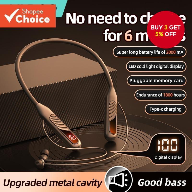 【1800hour long battery life】TWS Wireless Earphone Stereo Wireless Neck Hanging Headphone with mic Ga