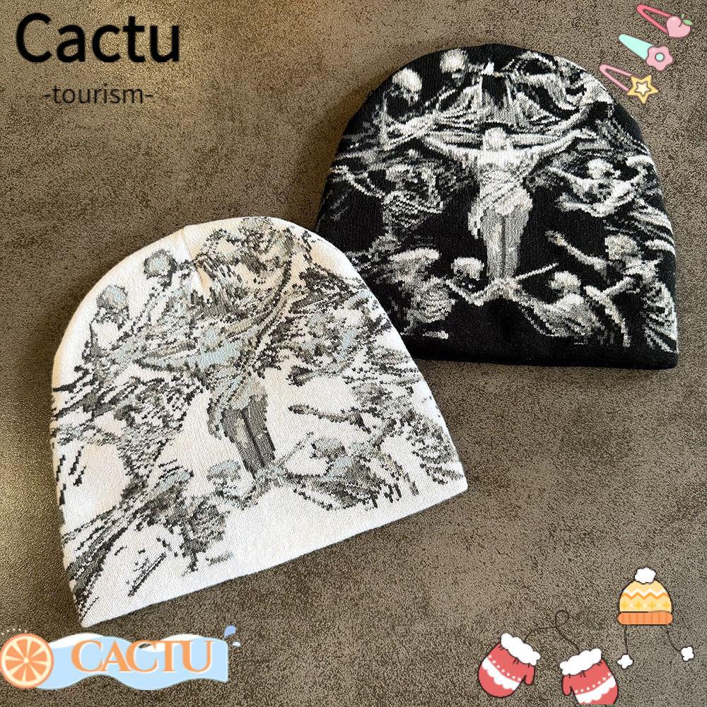 CACTU Jacquard Knitted Hat, Warm Hip-hop Street Beanies, Fashion Y2K Ear Protection Versatile Winter