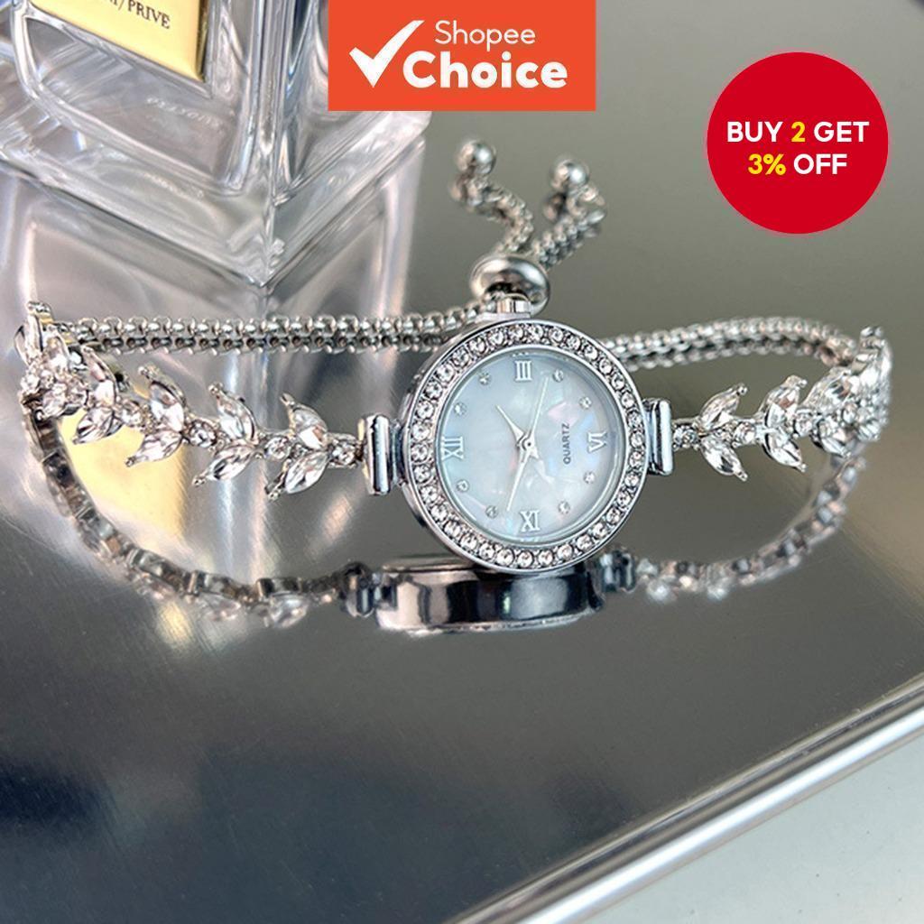 Women’s Round Diamond Watch Stylish Quartz Watch with Adjustable Bracelet Elegant Timepiece
