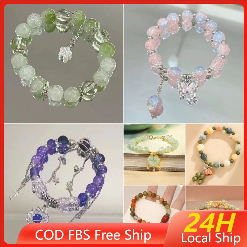 Flower Pendant Glass Beaded Bracelet Korean Style Beads Bracelet For Women Grils Jewelry Accessories