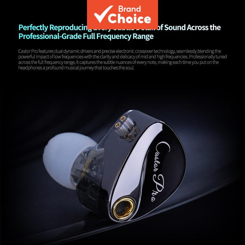 KZ Castor Pro Earphones Wired 3.5mm Custom Adjustable Sound HiFi Stereo Headphones Stylish Lightweig