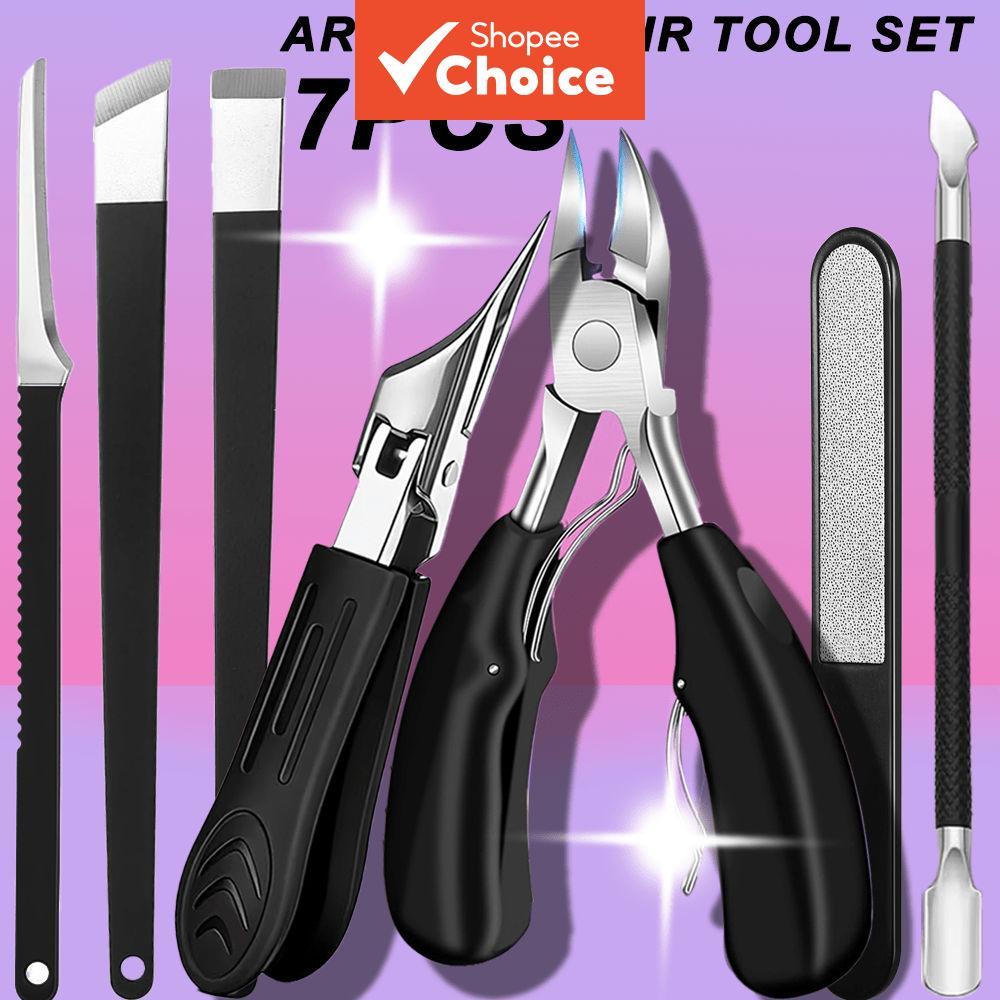 Stainless Steel Nail Care Set , 7pcs for Ingrown And Thick Nails - Heavy Duty Clipper Kit with Nail