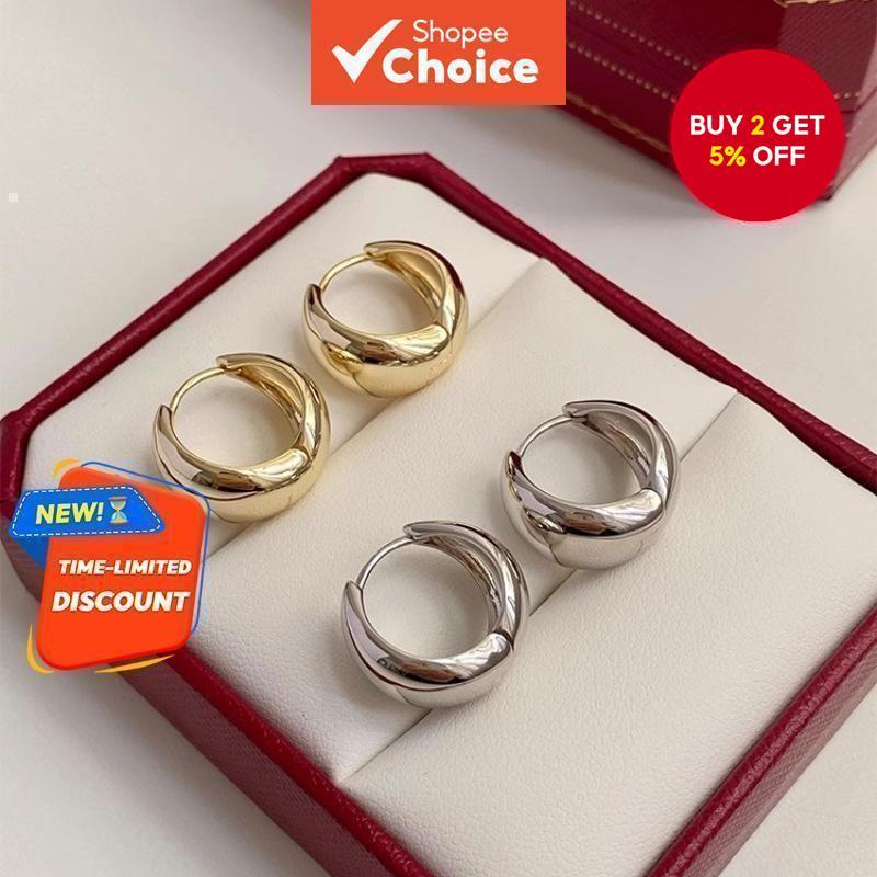 Versatile Geometric Metal Clip-On Earrings for Women - Minimalist Korean Fashion Jewelry, For Christ