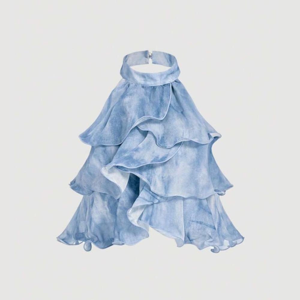 Multi-Layer Ruffled Top with Halter Design.Very Suitable for New Year, Party, Daily Wear, Valentine'