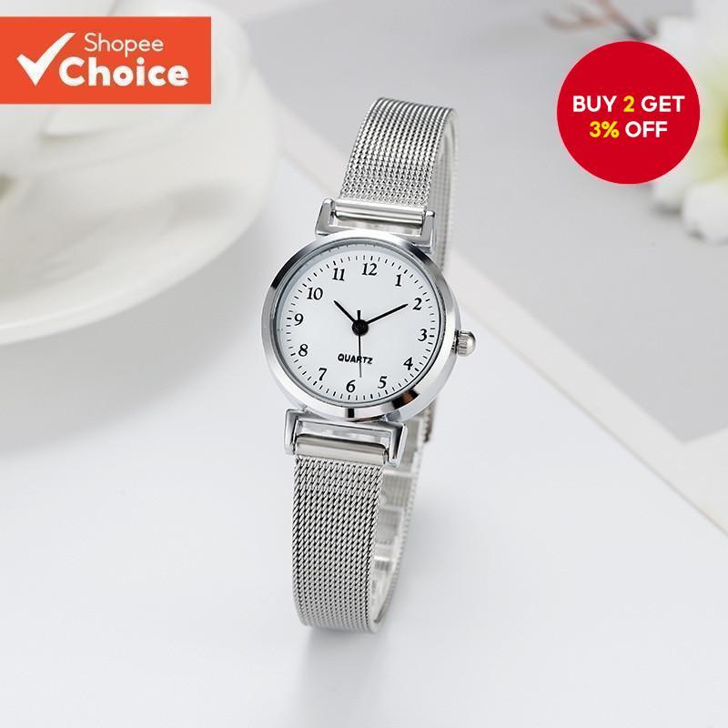 Women's Digital Watch with Stainless Steel Mesh Band - Slim Quartz Movement, Elegant & Comfortable E