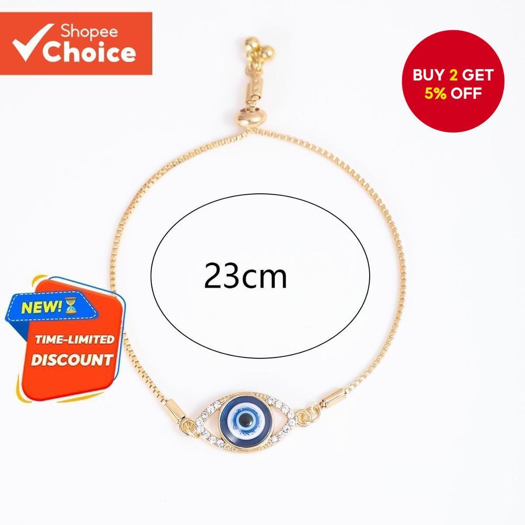 Evil Eye Bracelet for Women Adjustable Diamond Charm Bangle Lucky Protection Jewelry Gift, For Chris