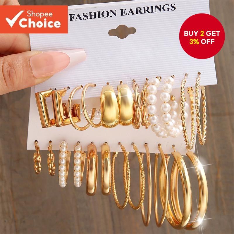Vintage Gold Hoop Earrings Hypoallergenic Women Jewelry Gift Trendy Elegant Boho Style, For Christma