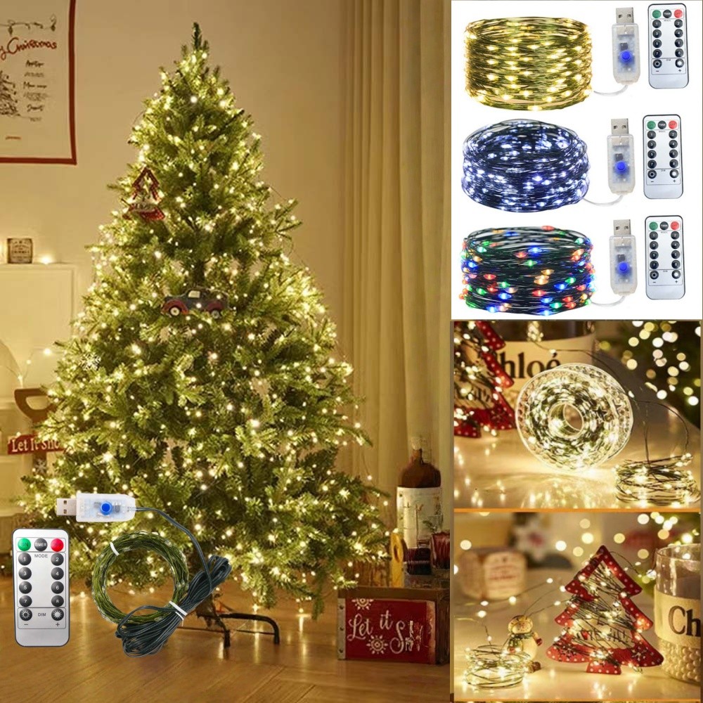 5/10/20M String Lights Fairy lights Waterproof USB Remote Control 8 Modes Party Decor Light