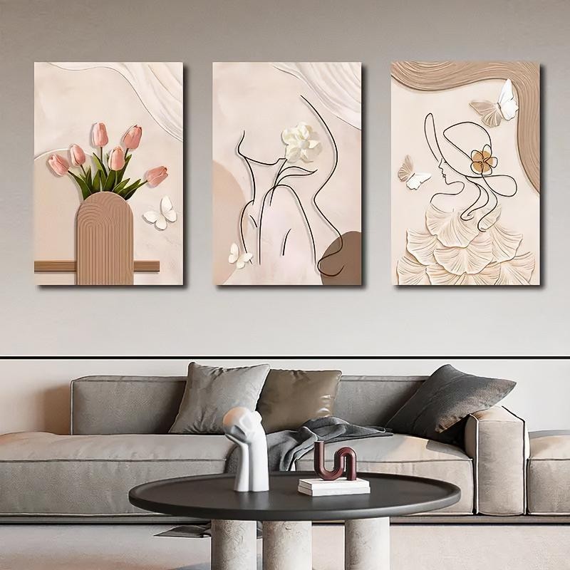 3PCS Flowers Art Simple INS Style Wall Decoration Painting Poster Print Ornaments