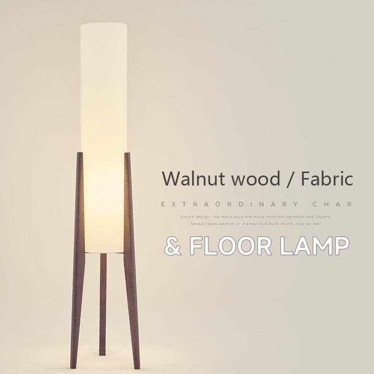 Floor Lamp for Living Room,Walnut Wood Tripod Floor Lamp
