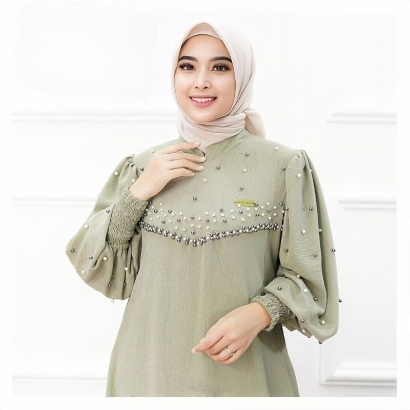 Firlya Dress / Gamis Crinkle Premium / Dress Payet Mutiara / Dress Formal Casual Terbaru