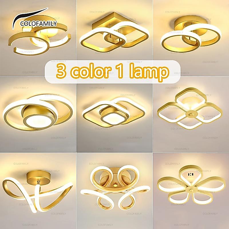 3 Color LED Ceiling Light Golden Modern Minimalist Decoration Light Chandelier Pendant Light Living