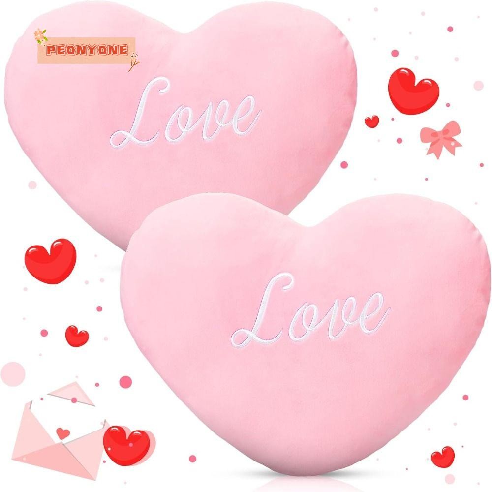 PEONYR Heart Plush Pillow, Valentines Day Home Decorative Soft Pillow, Heart Shape Red Color for Bir