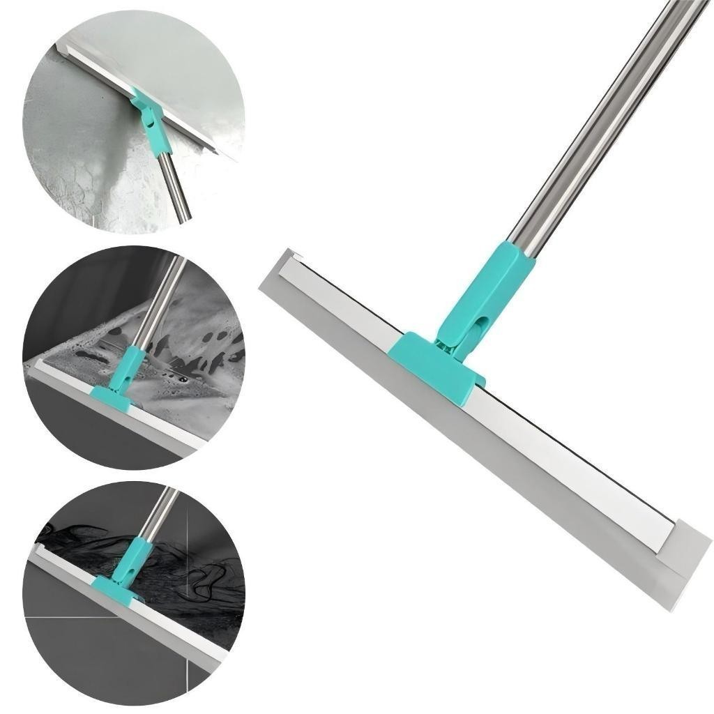 Rodo de Silicone Cabo 100CM/140CM Para Limpeza de Piso Vidros Com Gancho Secos e Molhados Uso Duplo