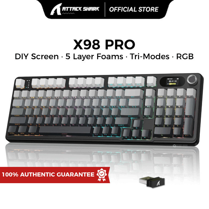 Attack Shark X98 Pro Mechanical Keyboard Tri-Mode 95% Wireless Bluetooth RGB Gasket
