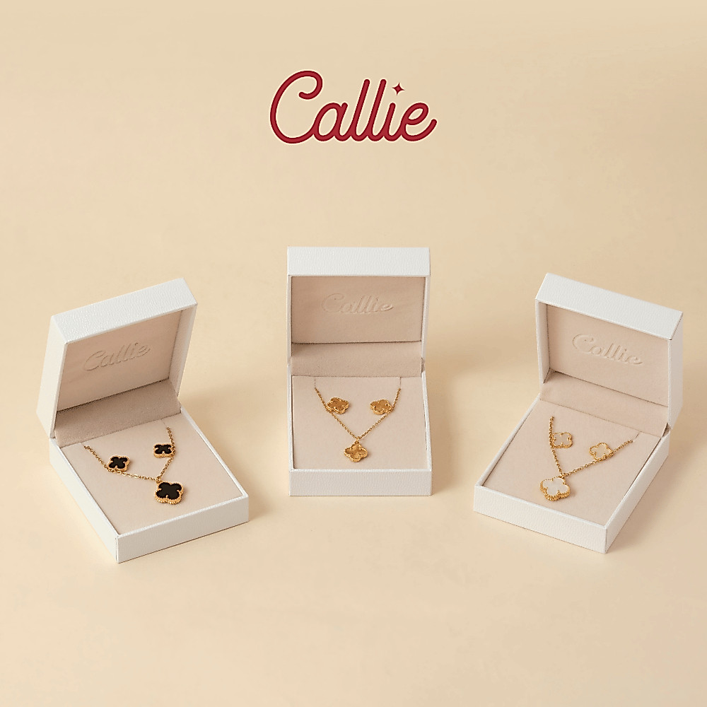 Callie Jewelry Set With FREE Jewelry Box Clover Necklace & Earrings Set Shop Callie