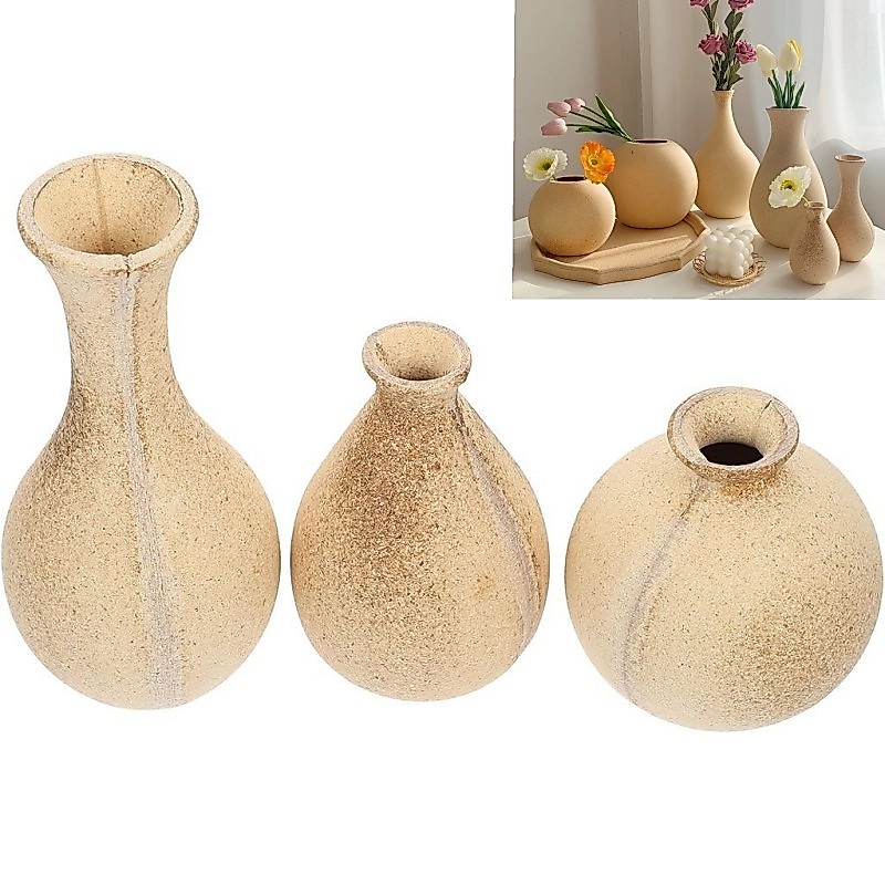 Nordic Wooden Vase Handmade Creative Flower Vases Minimalist Flowers Pot Vintage Vase Home Decor