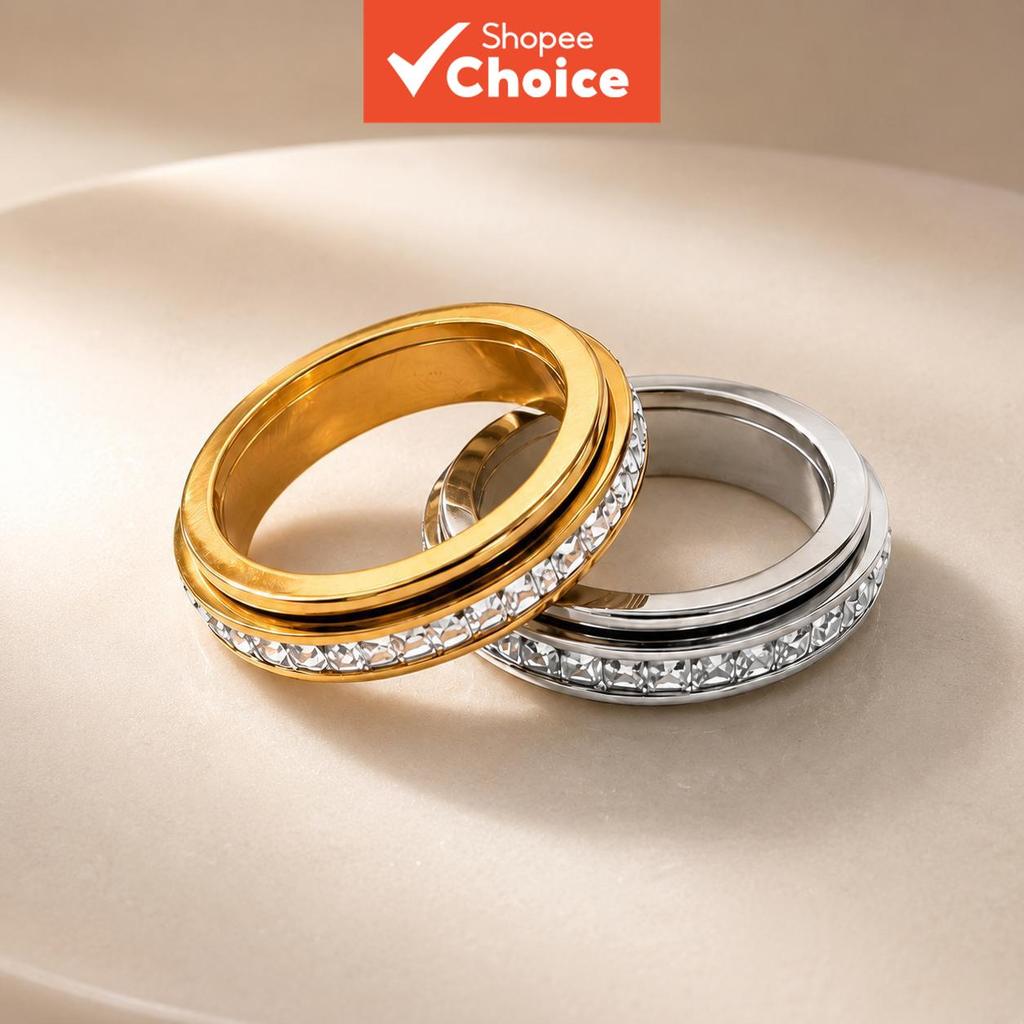 Rotating Elegant Ring, Stainless Steel Material, Decompression Function, Stylish and Versatile Acces