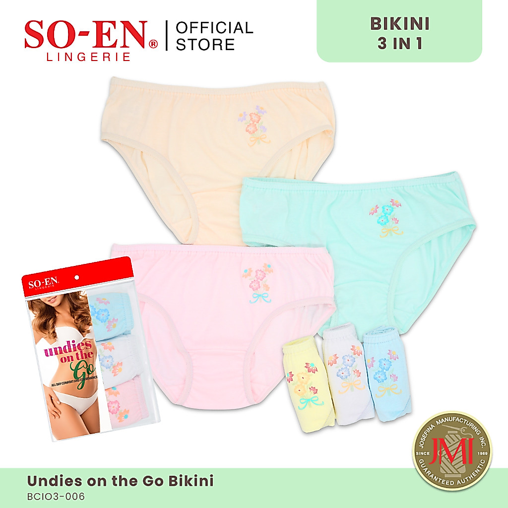 SO-EN 3in1 On the Go Cotton Blend Ladies Essential Bikini