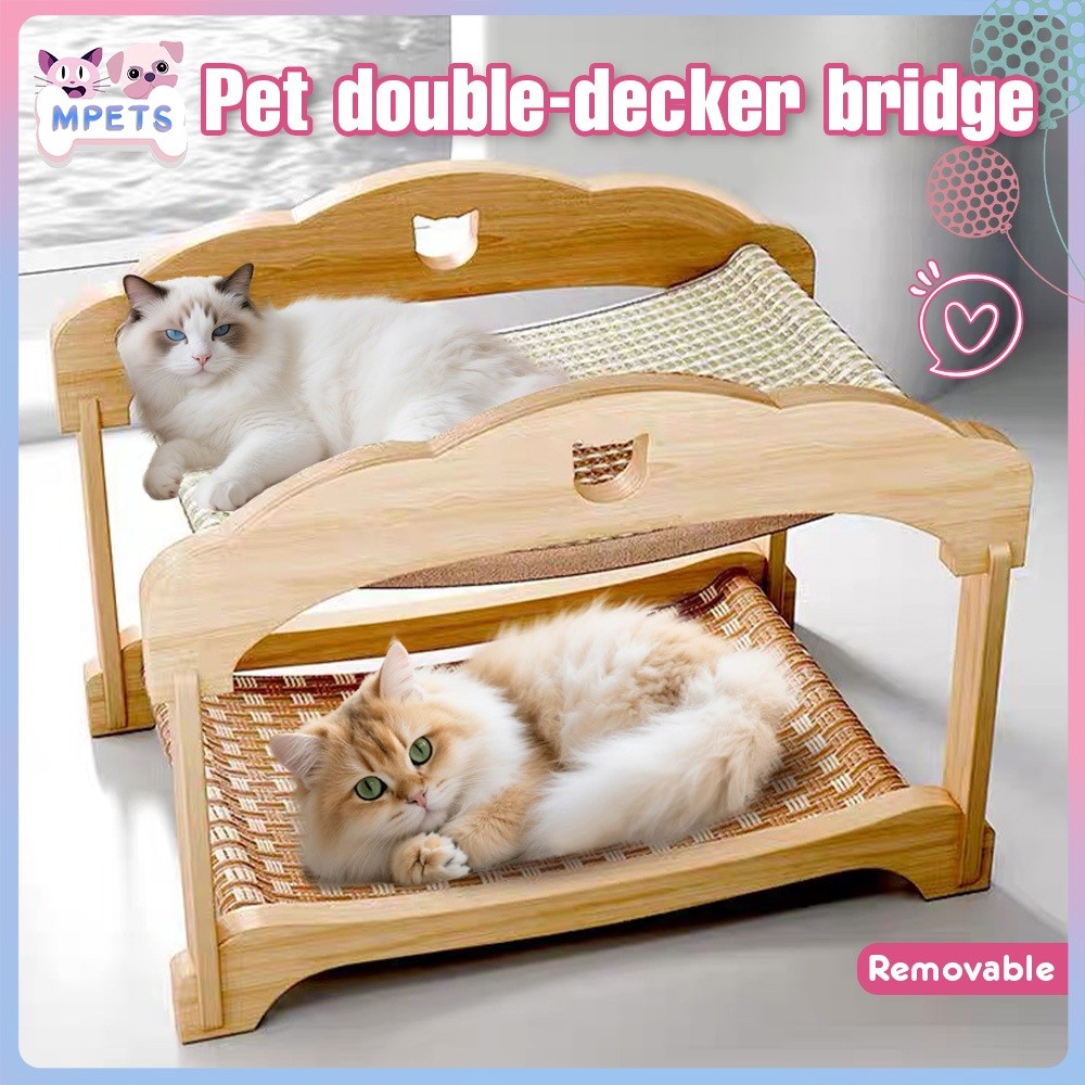 Double Layer Cat Bed Wooden Cat Scratch Board Cat Lounge Chair Cat Nest Integrated Grind Removable