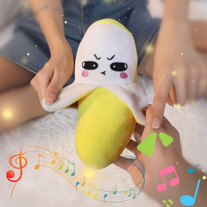 Creative Induction Fruit Banana Rhythm Piano Singing Plush Toy Parent Child Fun Interactive Toys Bir