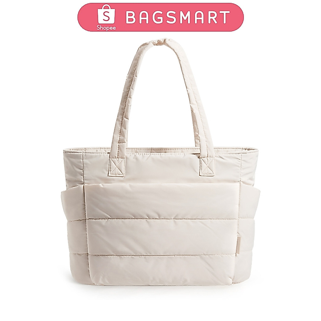 BAGSMART Puffy Tote Bag Waterproof 14Inch Laptop Shoulder Bag Fashion Handbag Lightweight for Travel